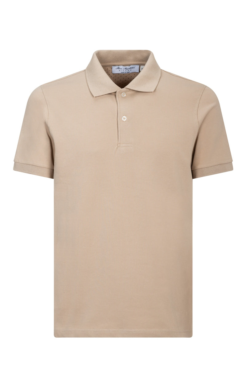 Beige Polo Shirt with Short Sleeves