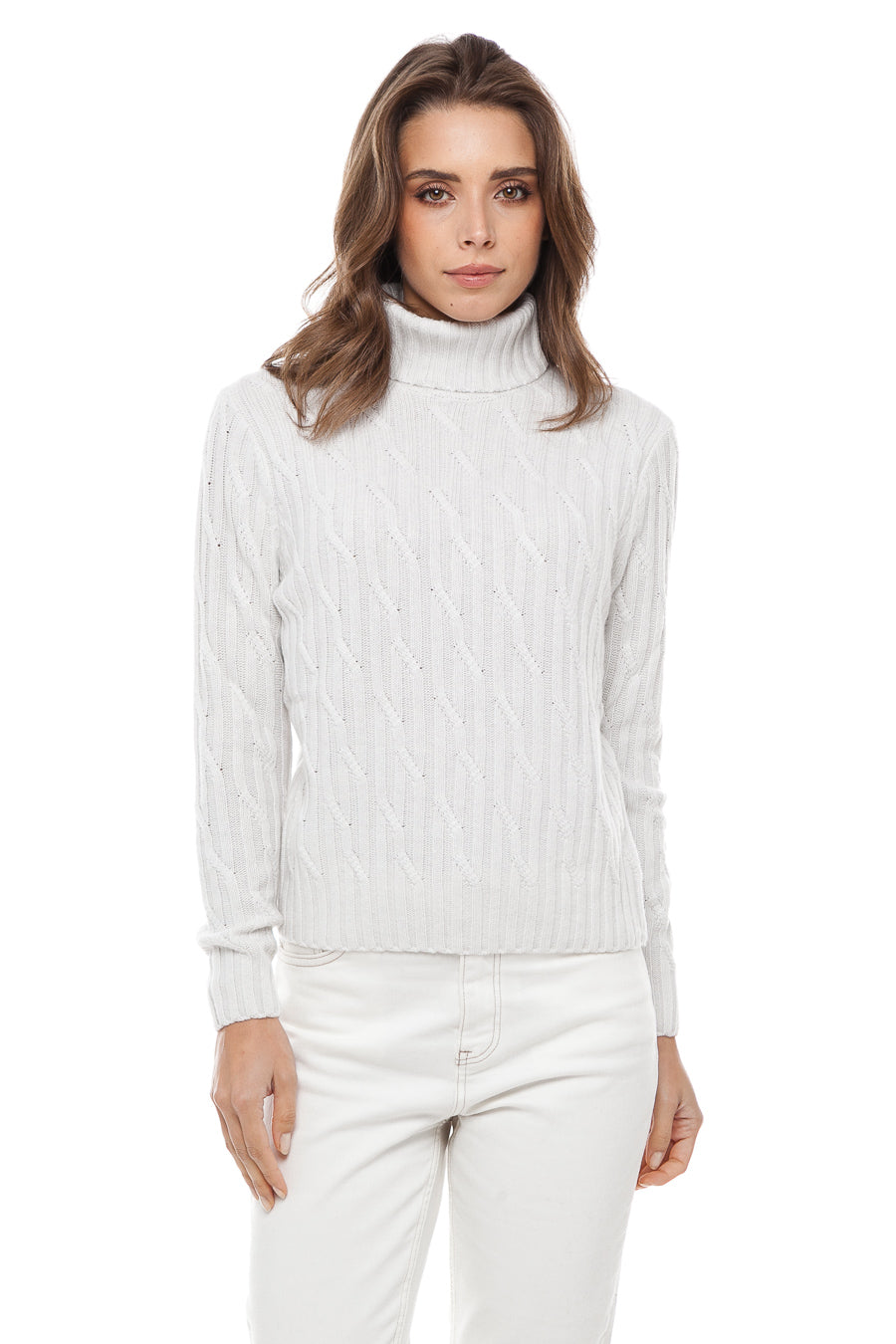 Women's turtleneck with Cashmere and Merino braids