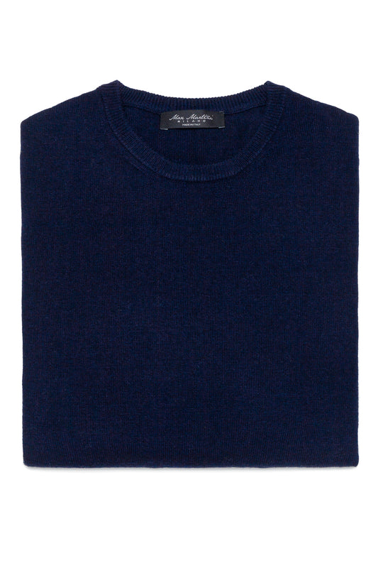 Girocollo Cashmere e Lana Blue Navy