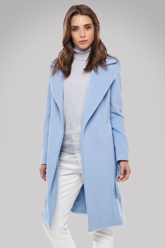 Manteau en cachemire et laine bleu clair