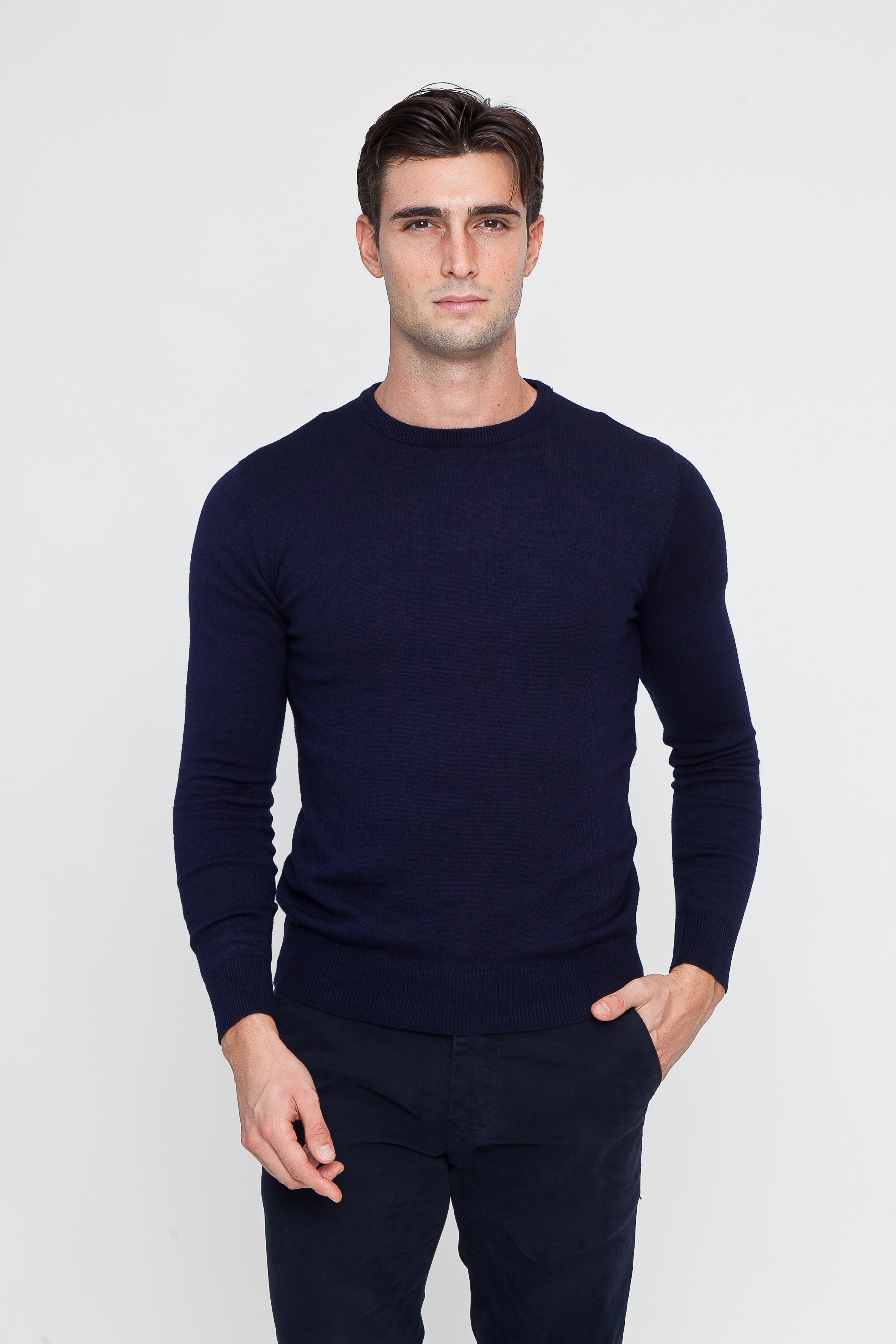 Navy Blue Viscose Blend Crewneck