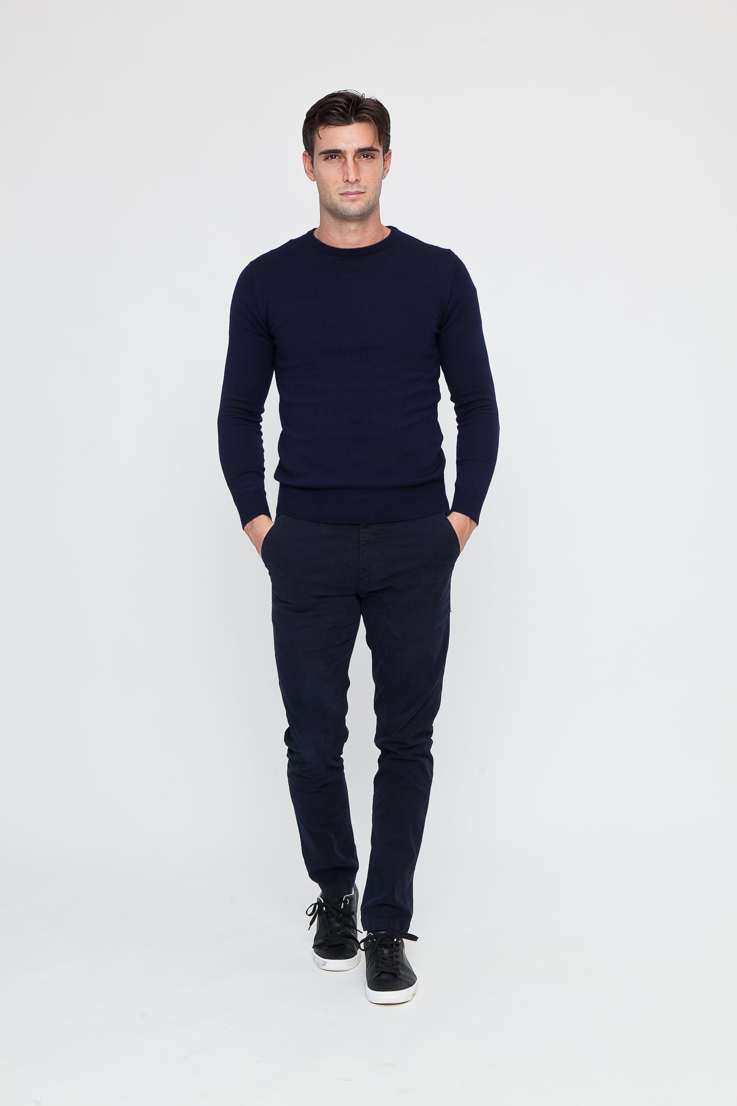 Navy Blue Viscose Blend Crewneck