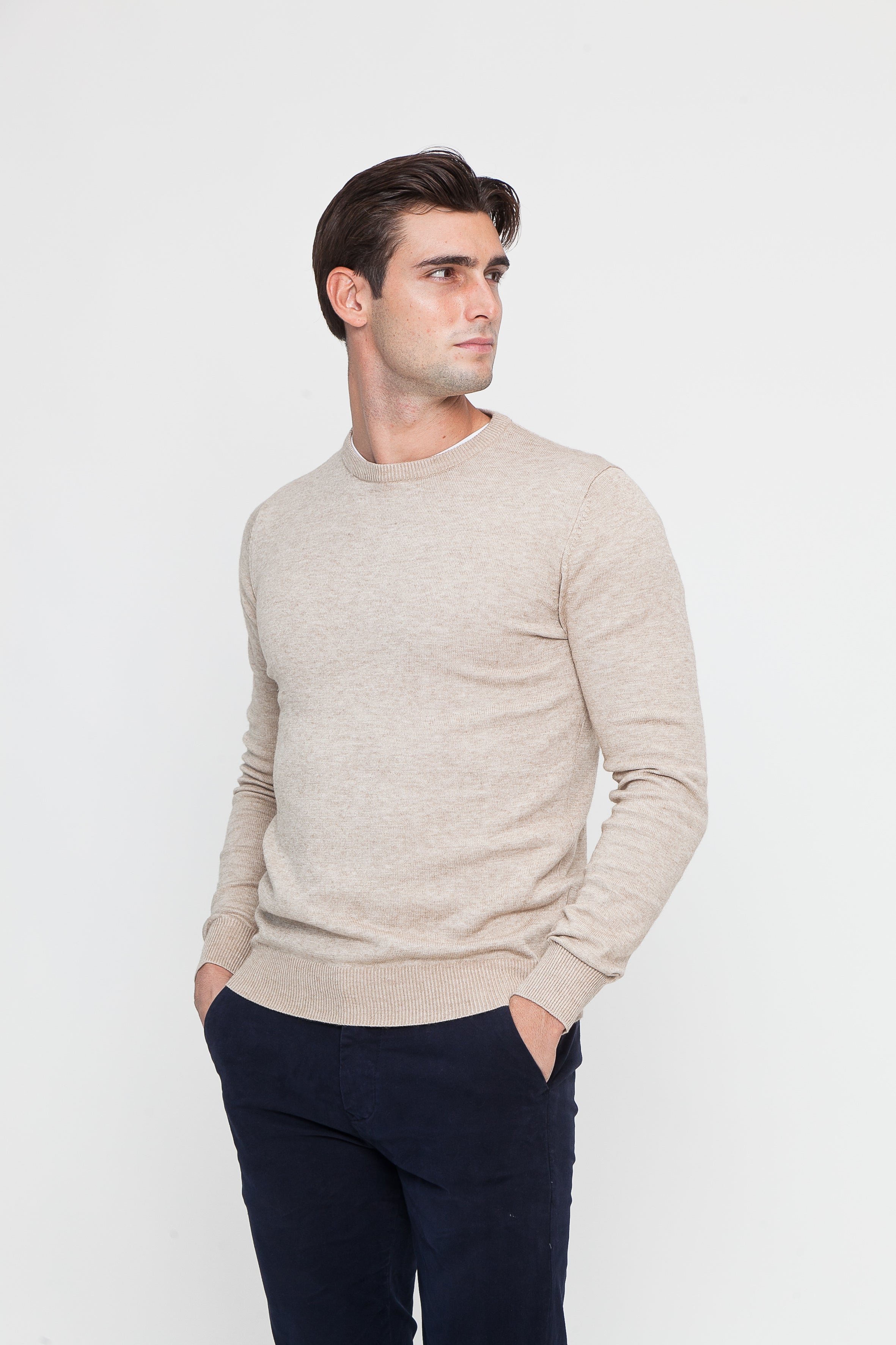 Beige Viscose Blend Crewneck