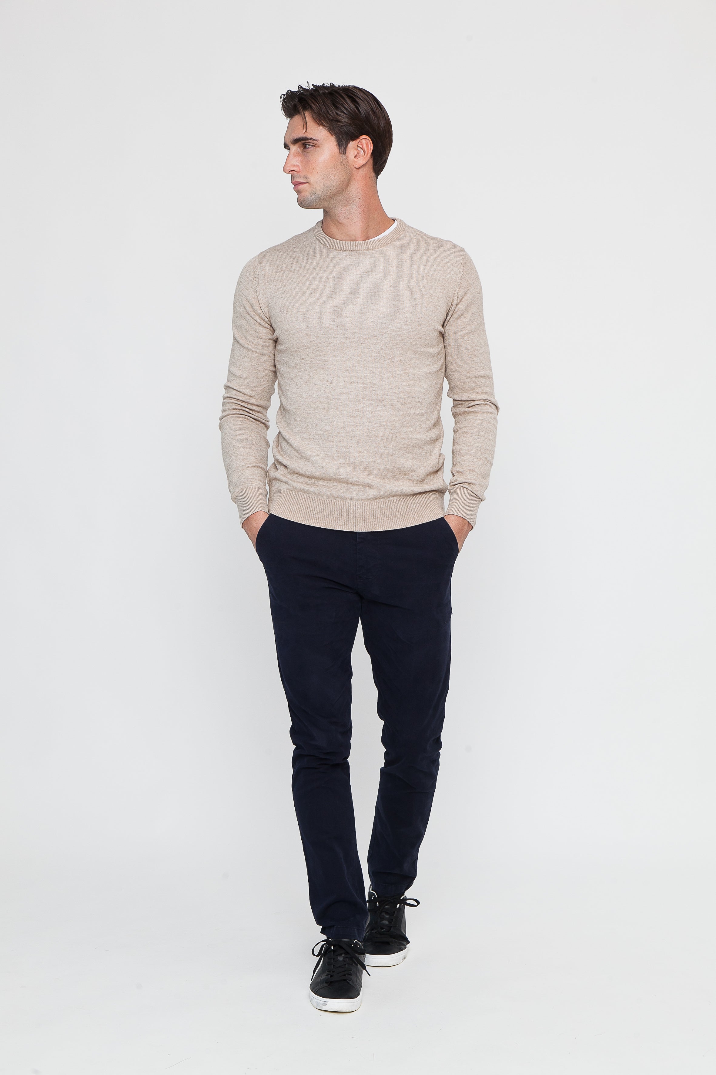 Beige Viscose Blend Crewneck