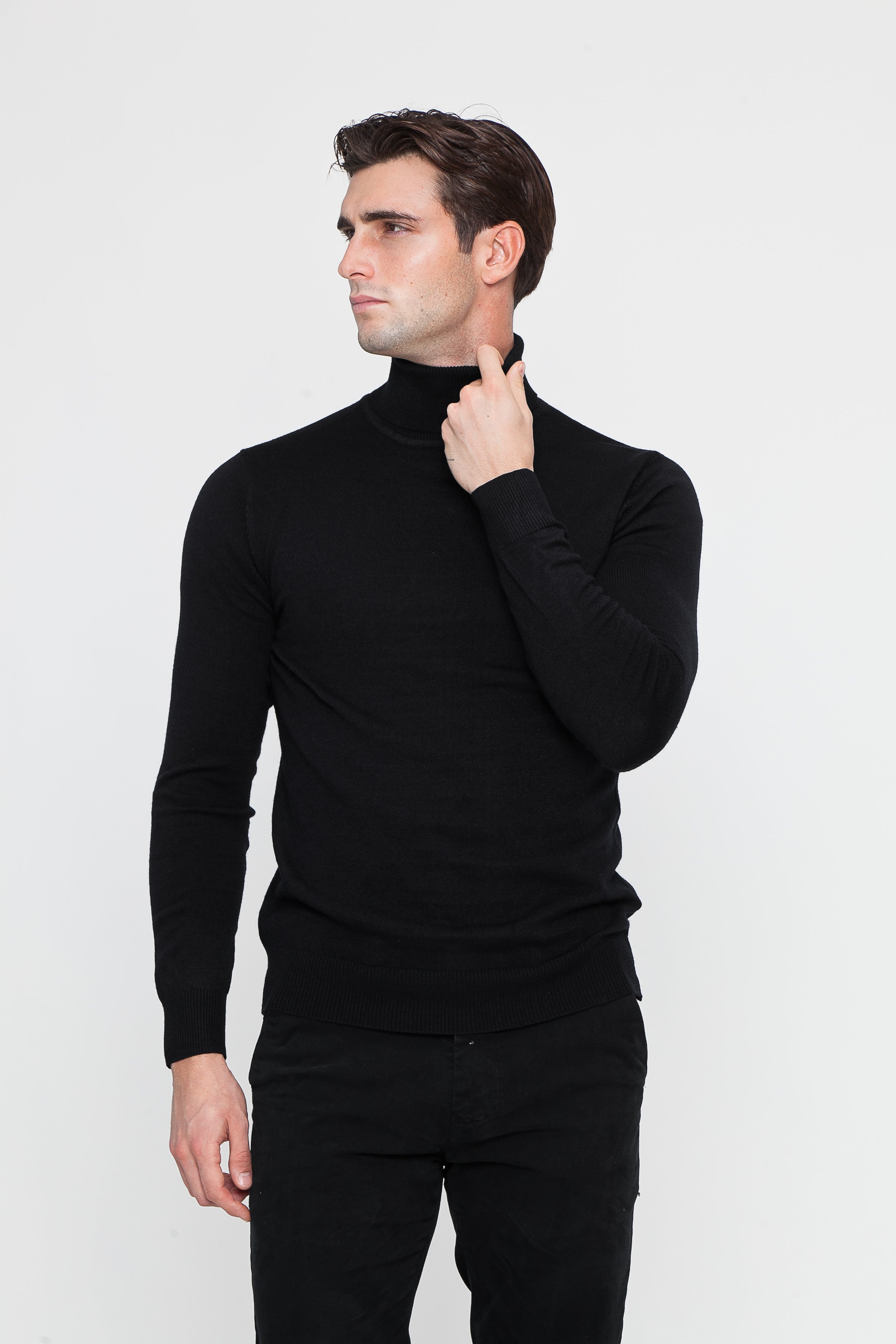 Black Cashmere and Wool Turtleneck