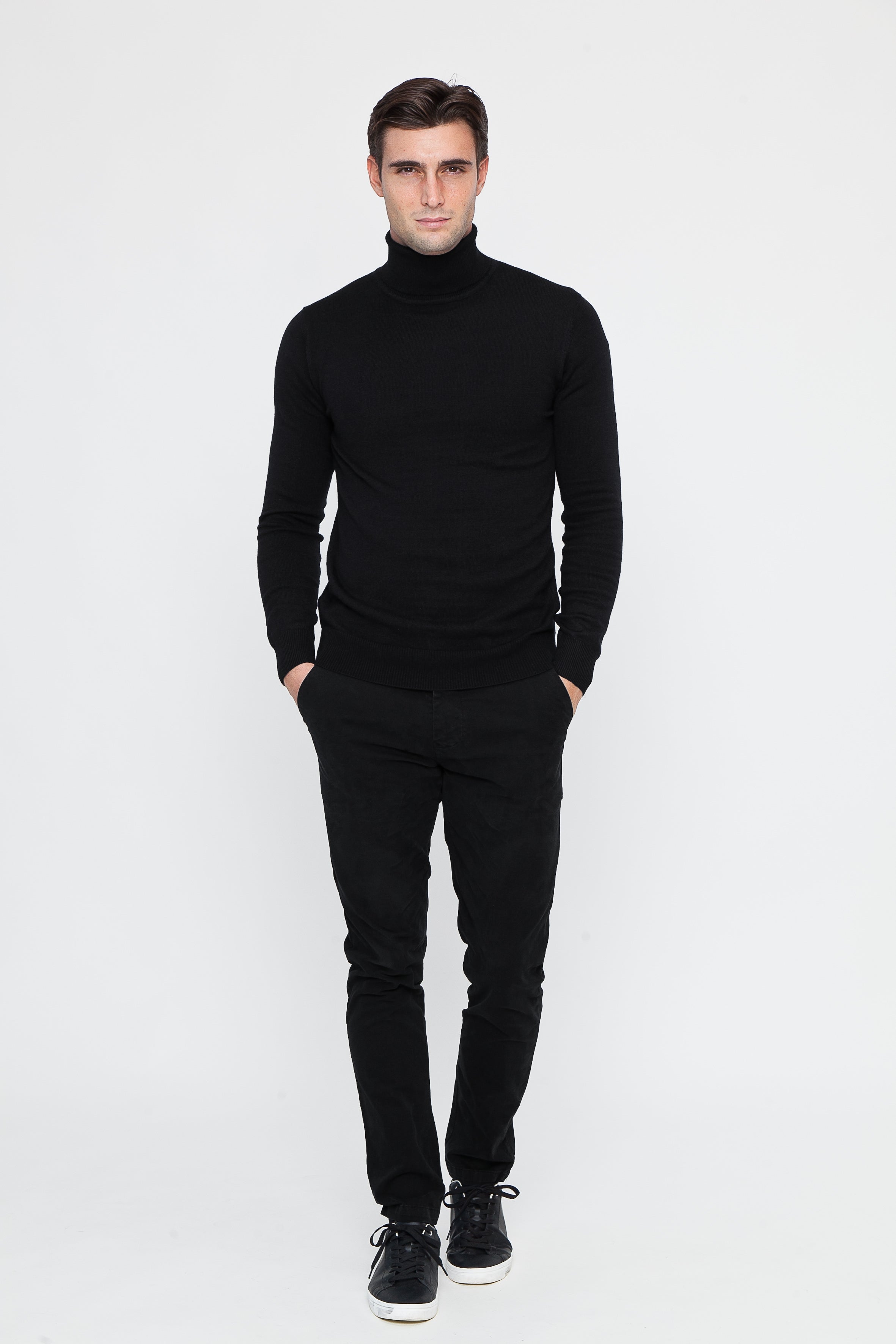 Black Cashmere and Wool Turtleneck