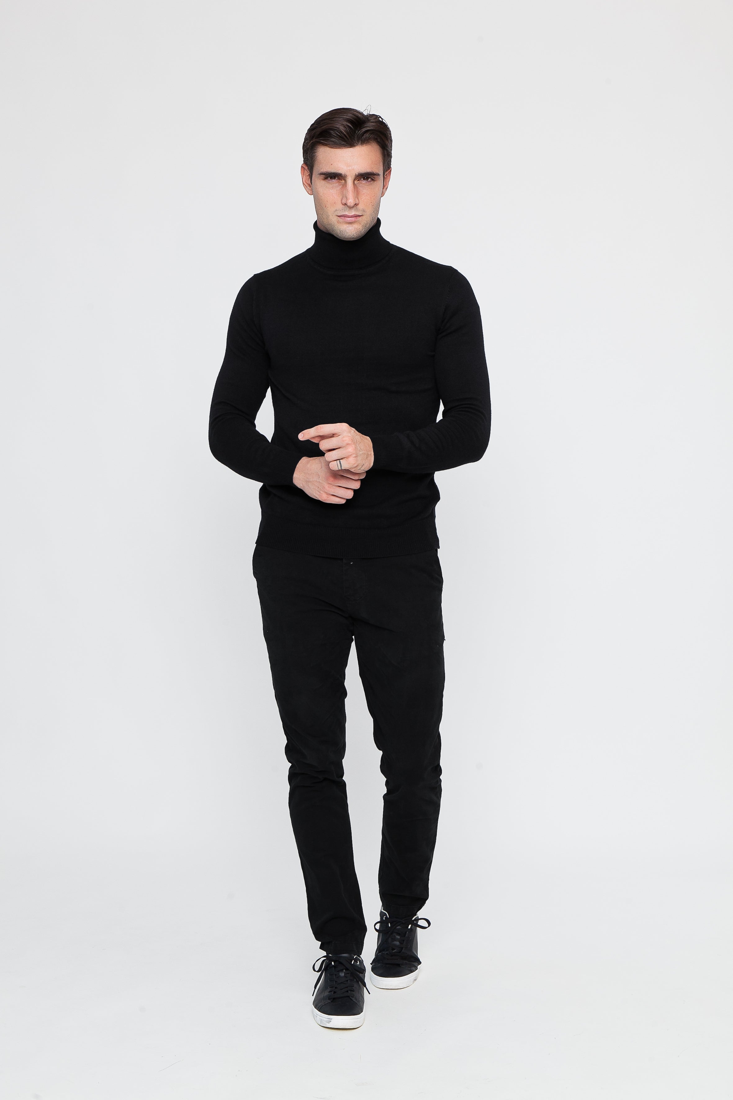 Black Cashmere and Wool Turtleneck