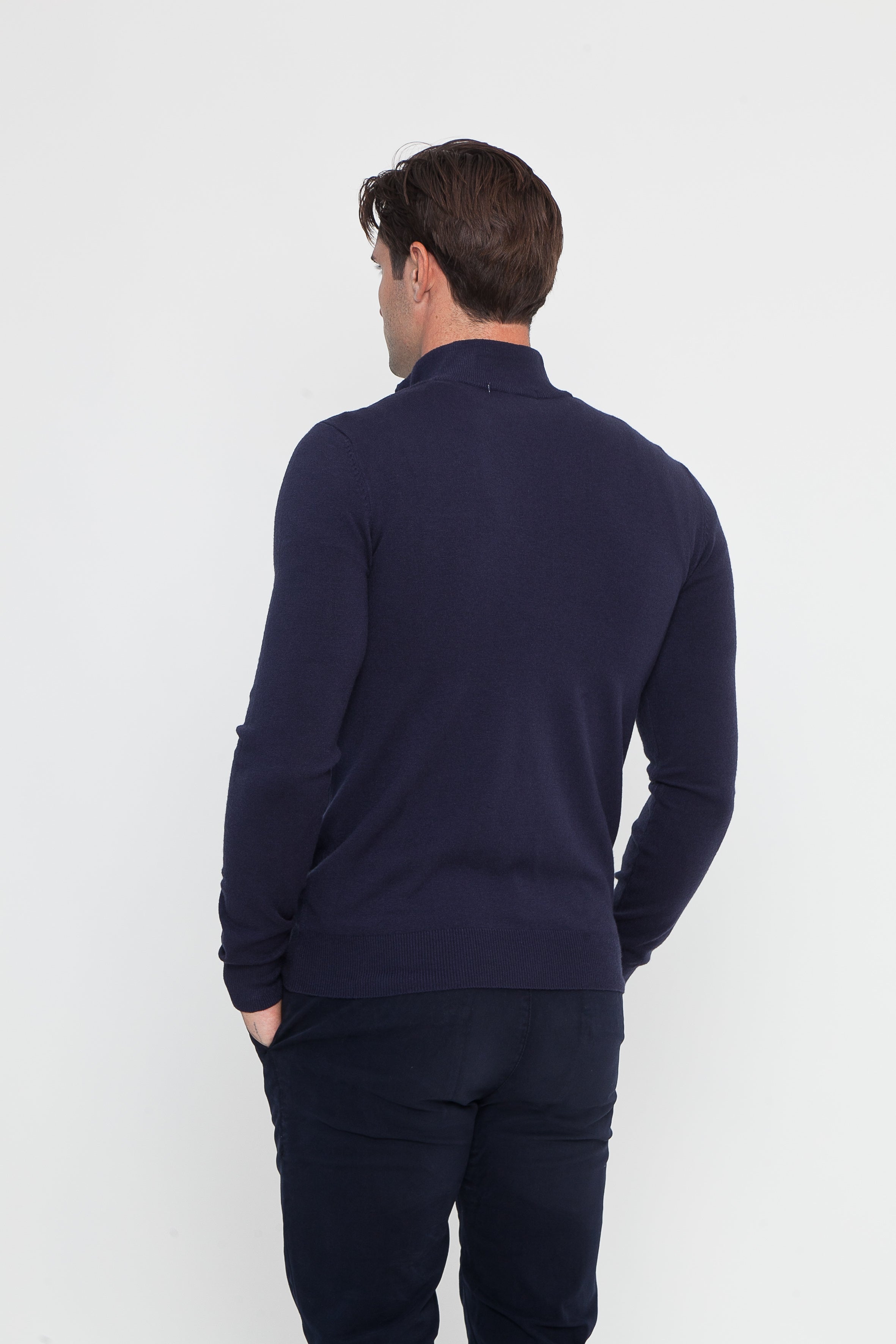 Maglione in Cotone Blue a Mezza Zip