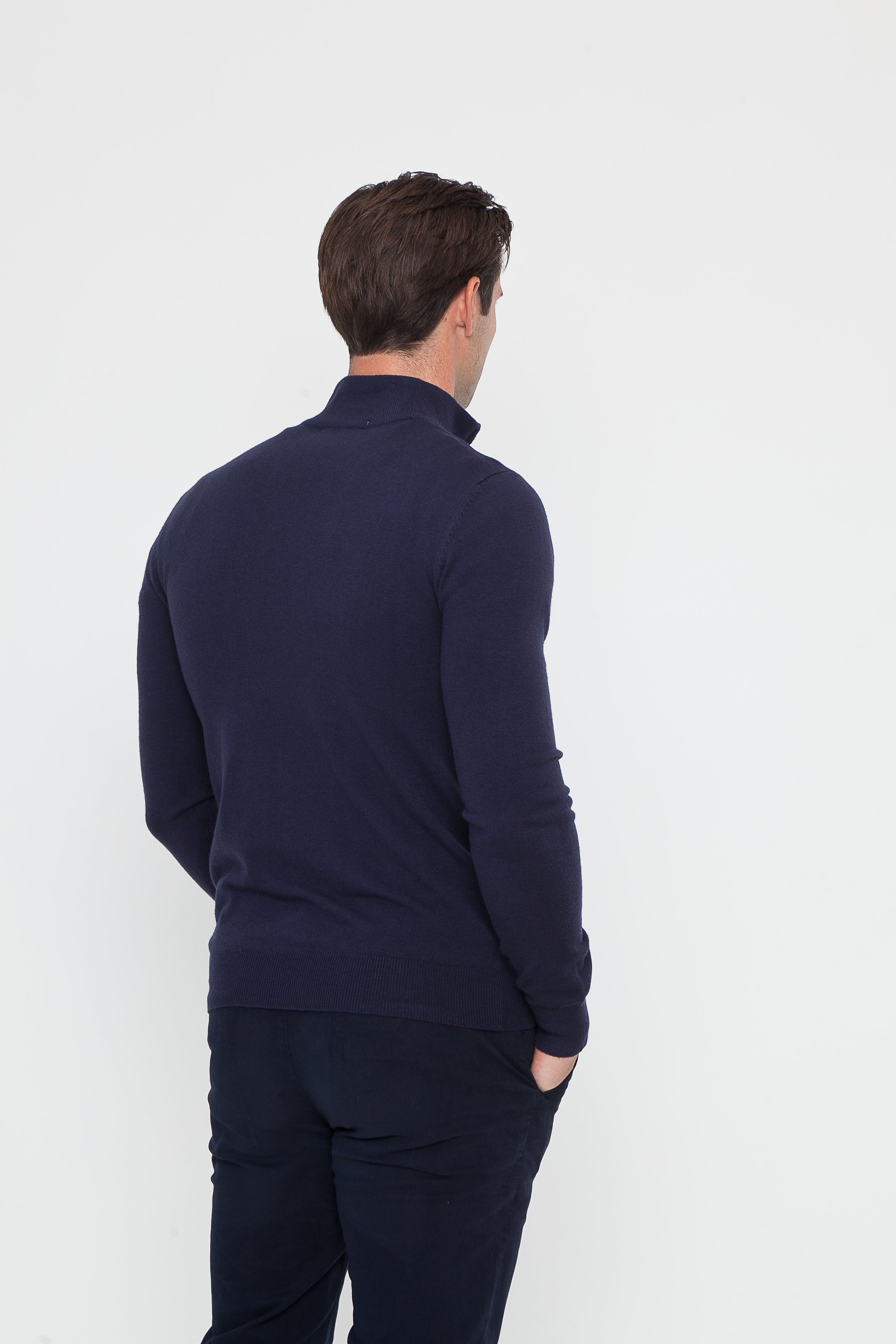 Half Zip aus marineblauer Viskose (2)