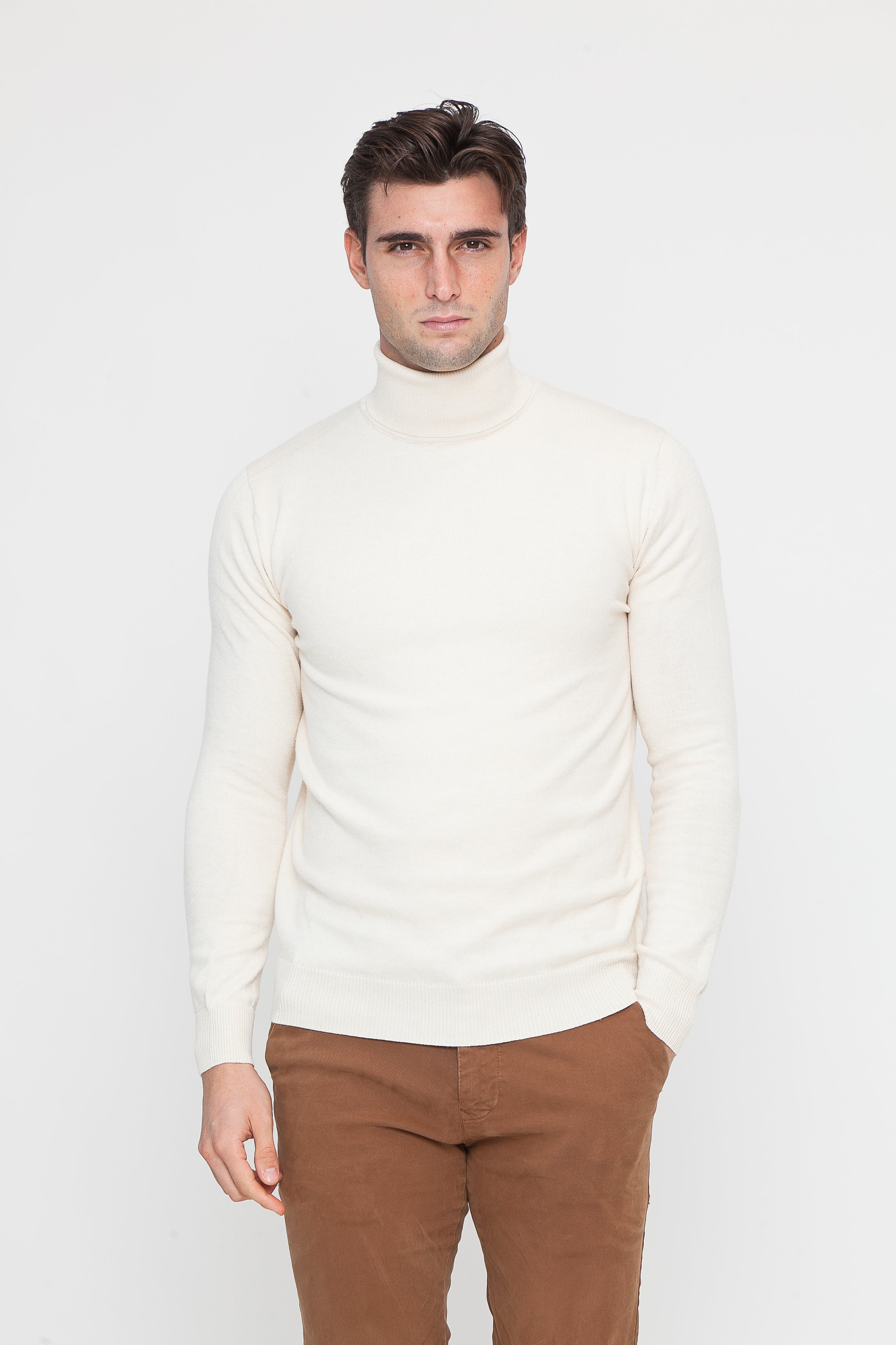 Cream Cashmere and Wool Turtleneck