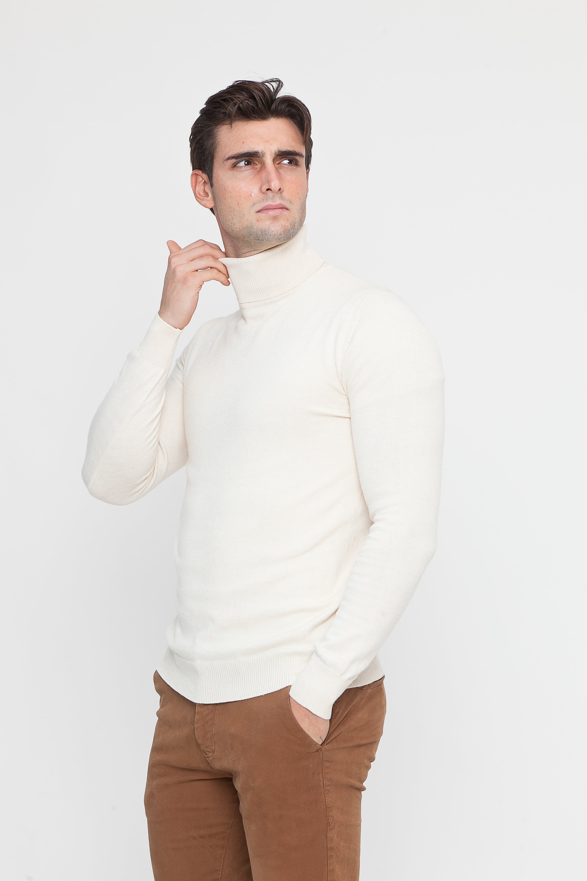 Cream Cashmere and Wool Turtleneck