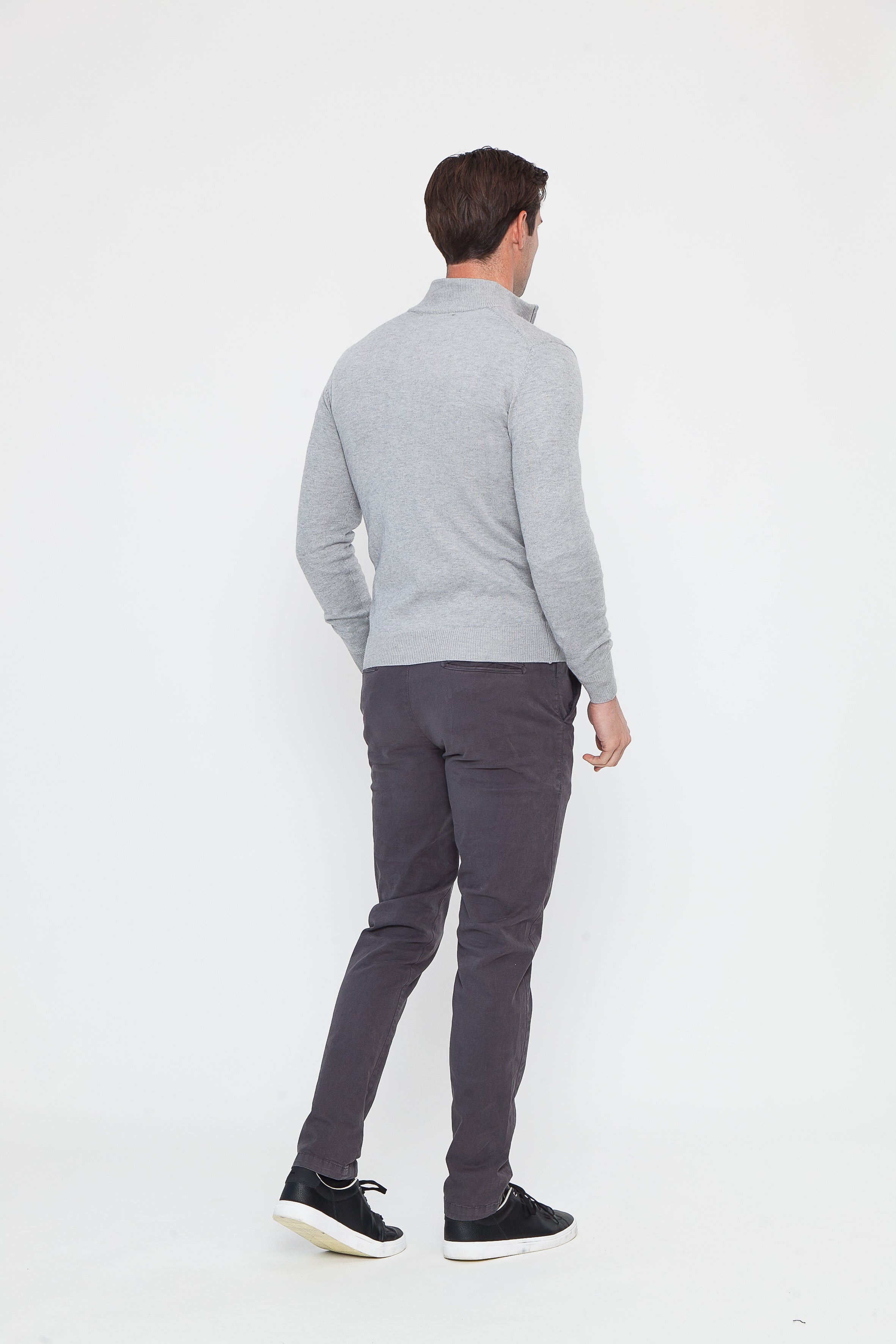 Gray Cotton Zip Sweater