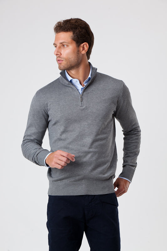 Gray Viscose Half Zip