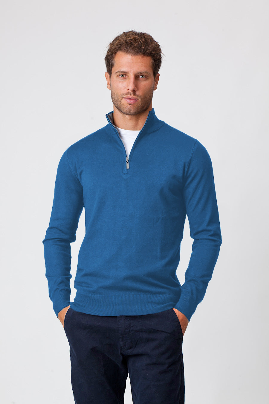 Mezza Zip in Viscosa Blue J