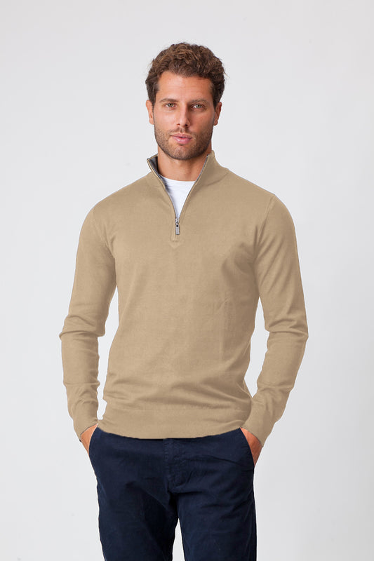 <tc>Half Zip in Beige Viscose (5)&nbsp;</tc>