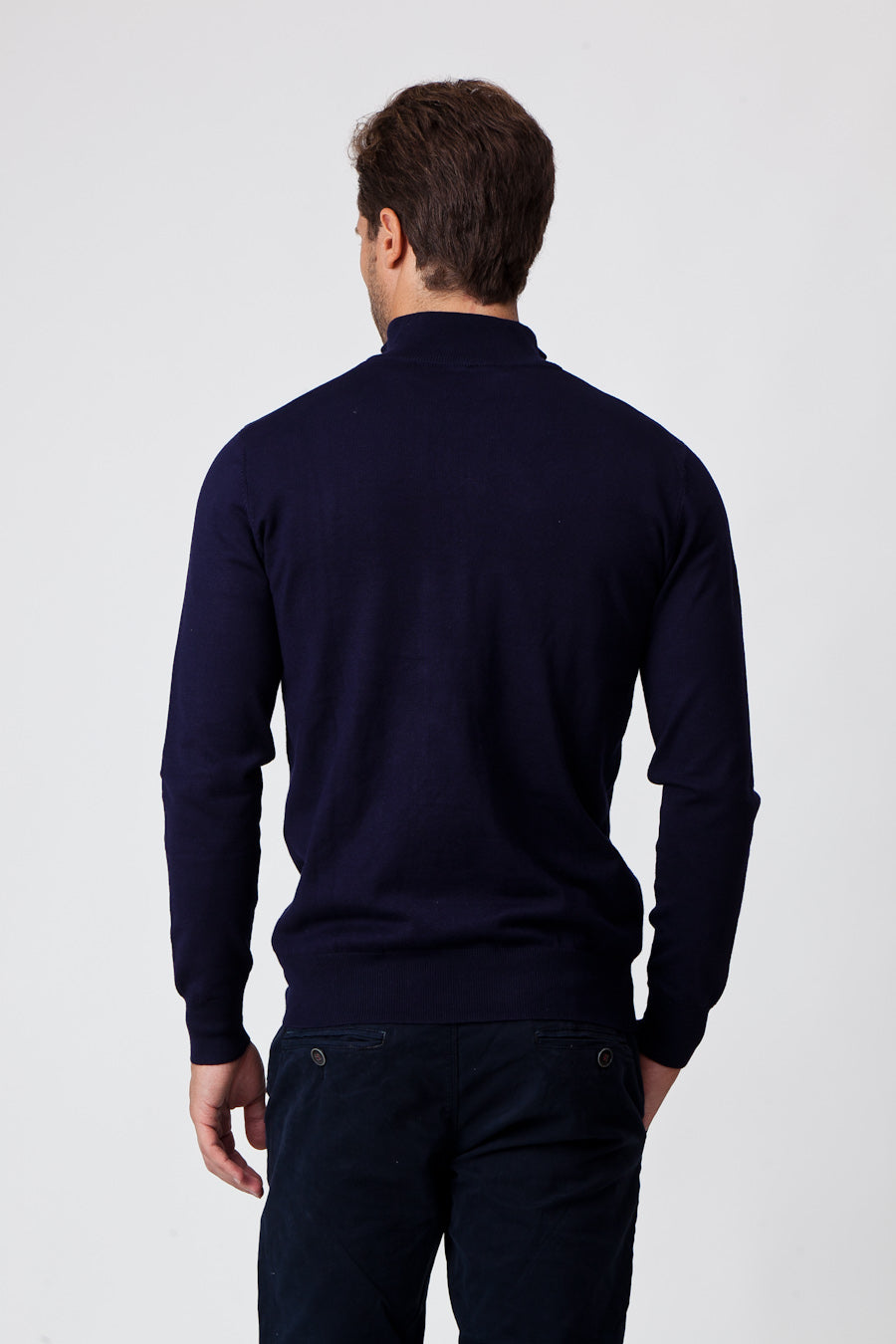 Blue Cotton Half-Zip Sweater