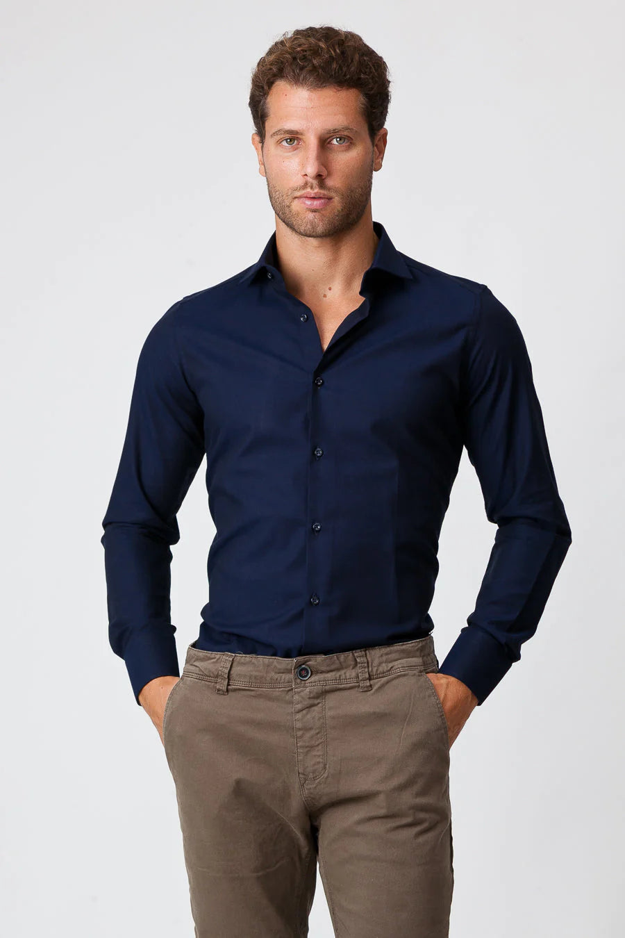Camicia No Stiro Blue Made in Italy