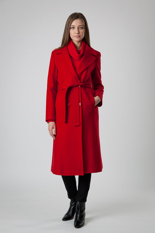 Manteau en cachemire et laine rouge