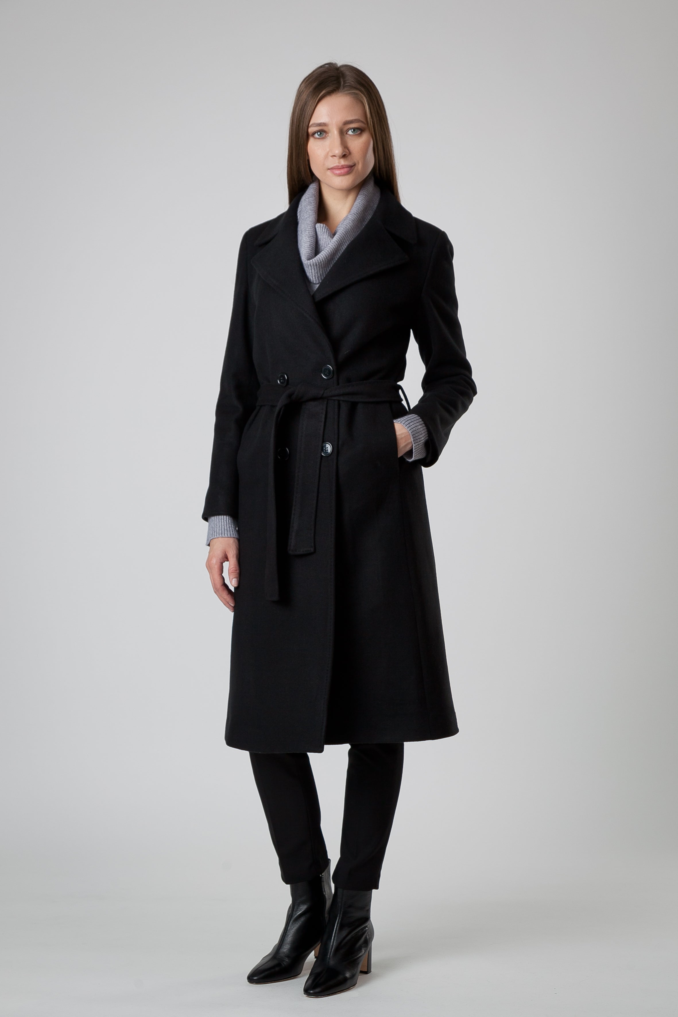 Manteau en cachemire et laine noir