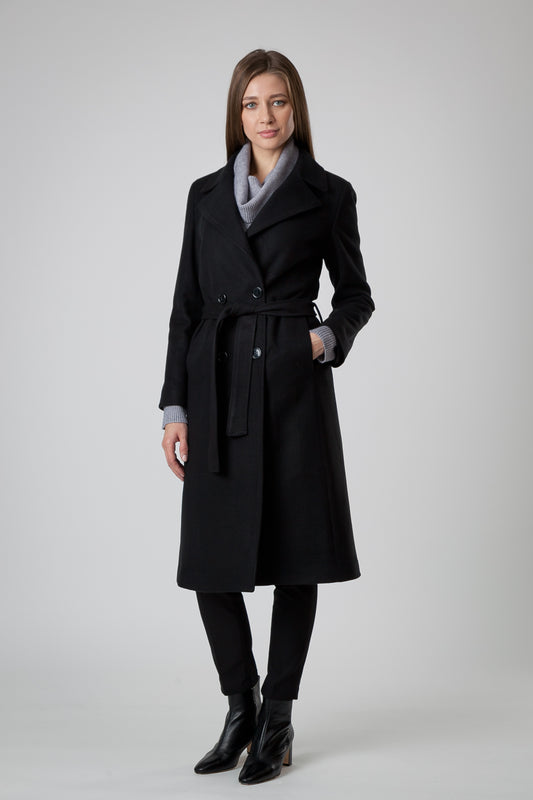 Black Cashmere and Wool Coat