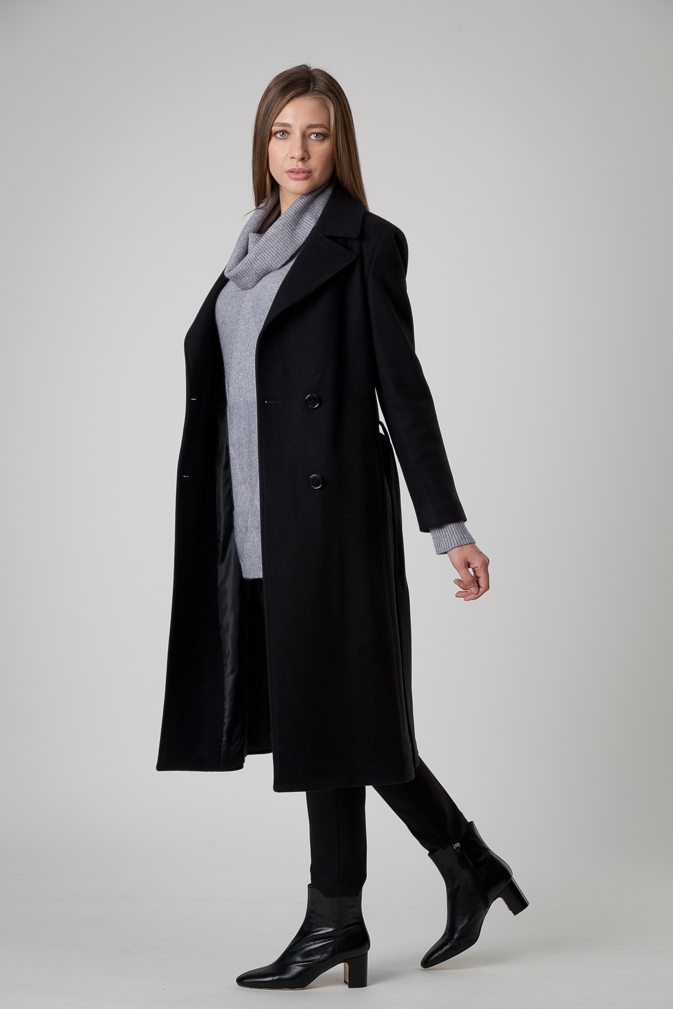 Manteau en cachemire et laine noir