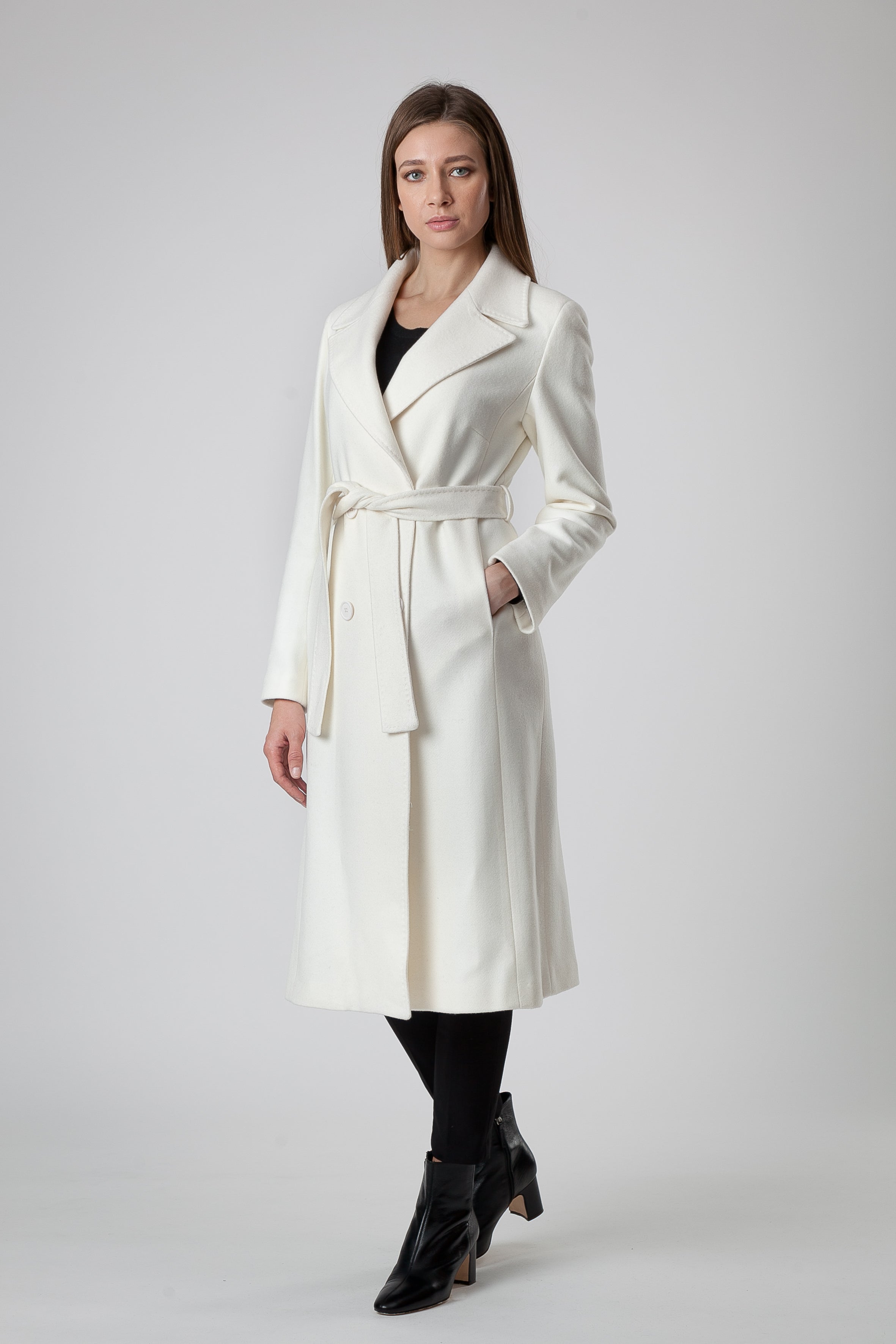 Manteau crème en cachemire et laine