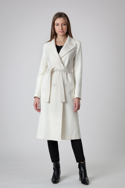 Manteau crème en cachemire et laine