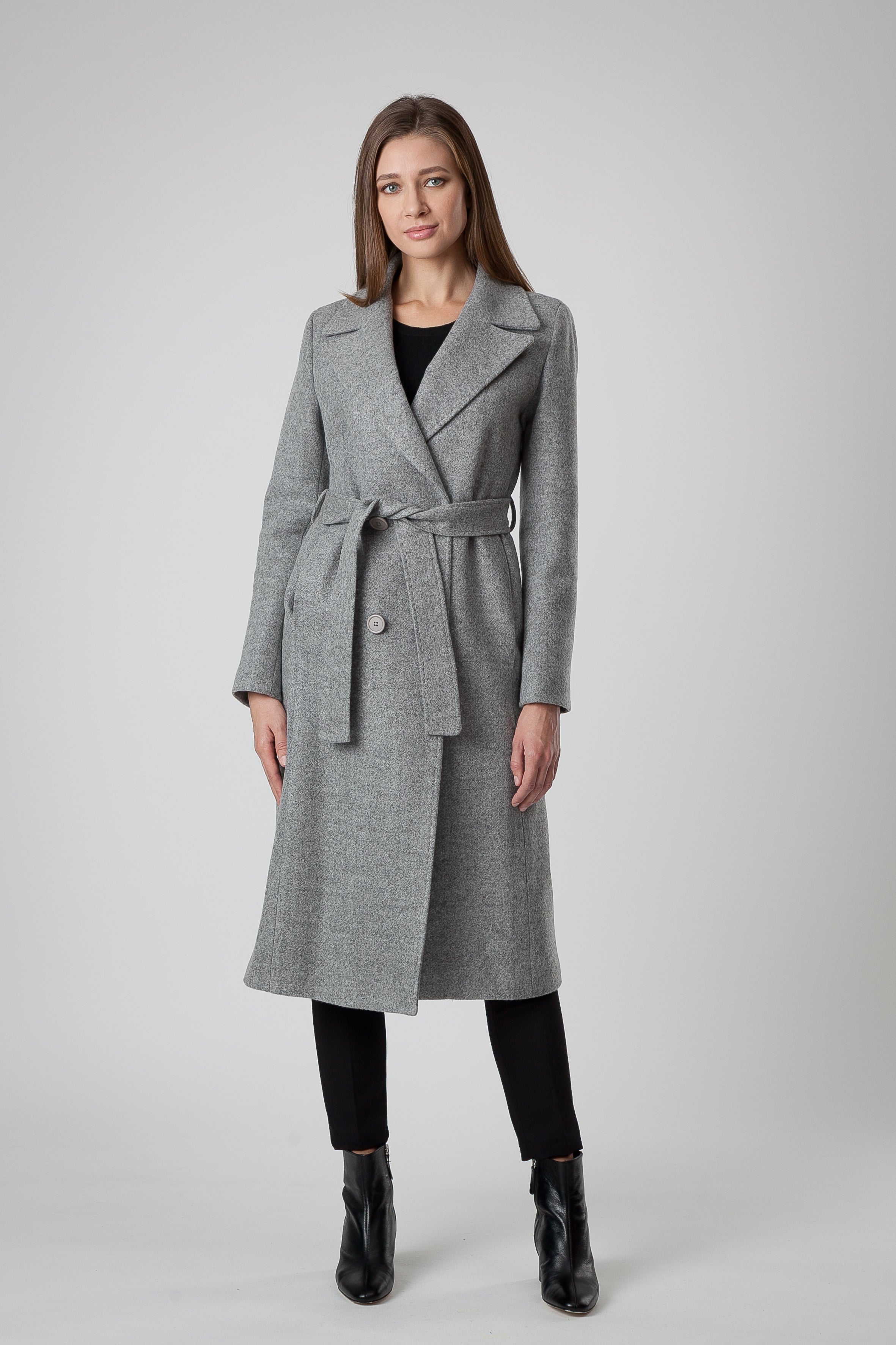 Manteau gris en cachemire et laine