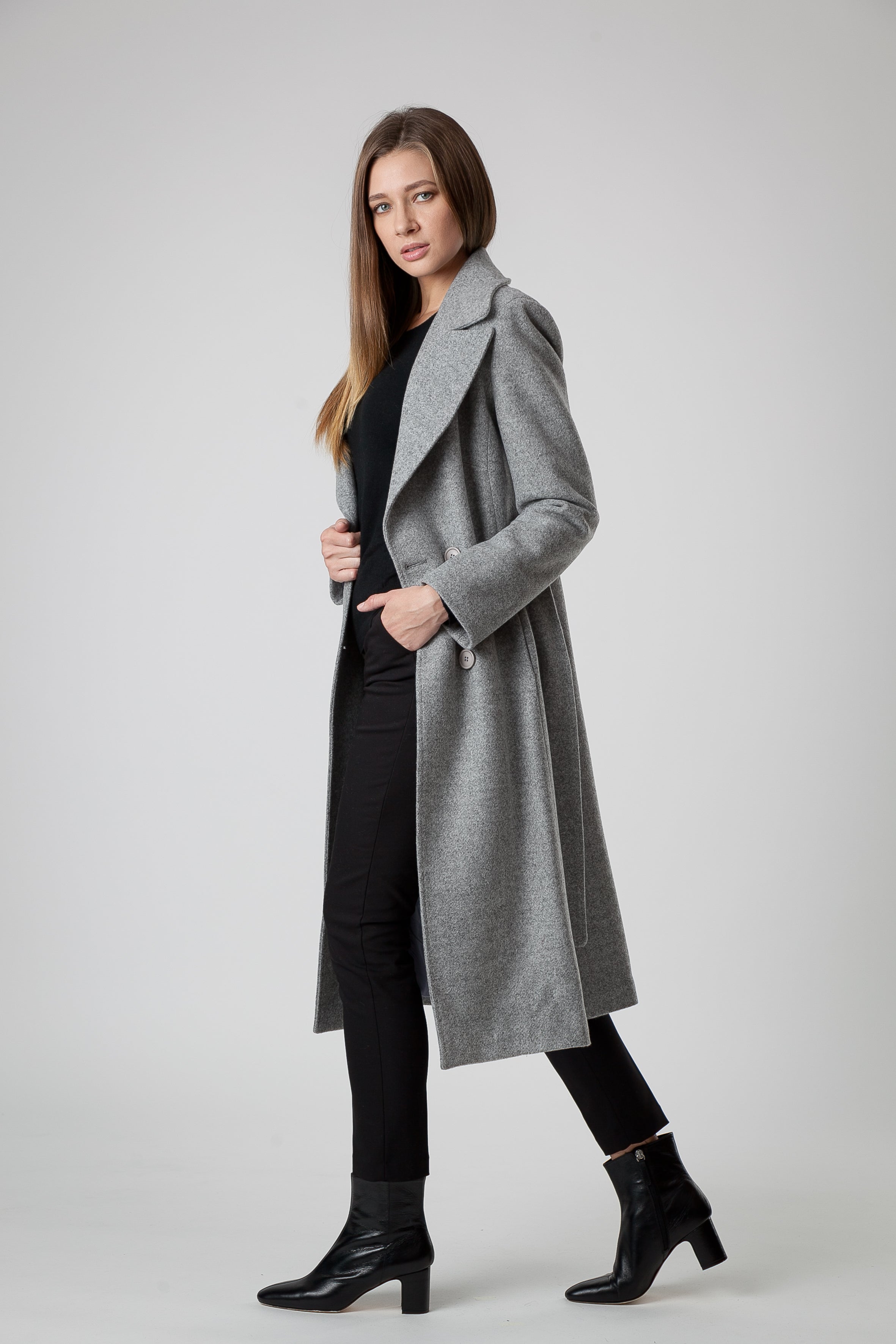 Gray Cashmere and Wool Coat