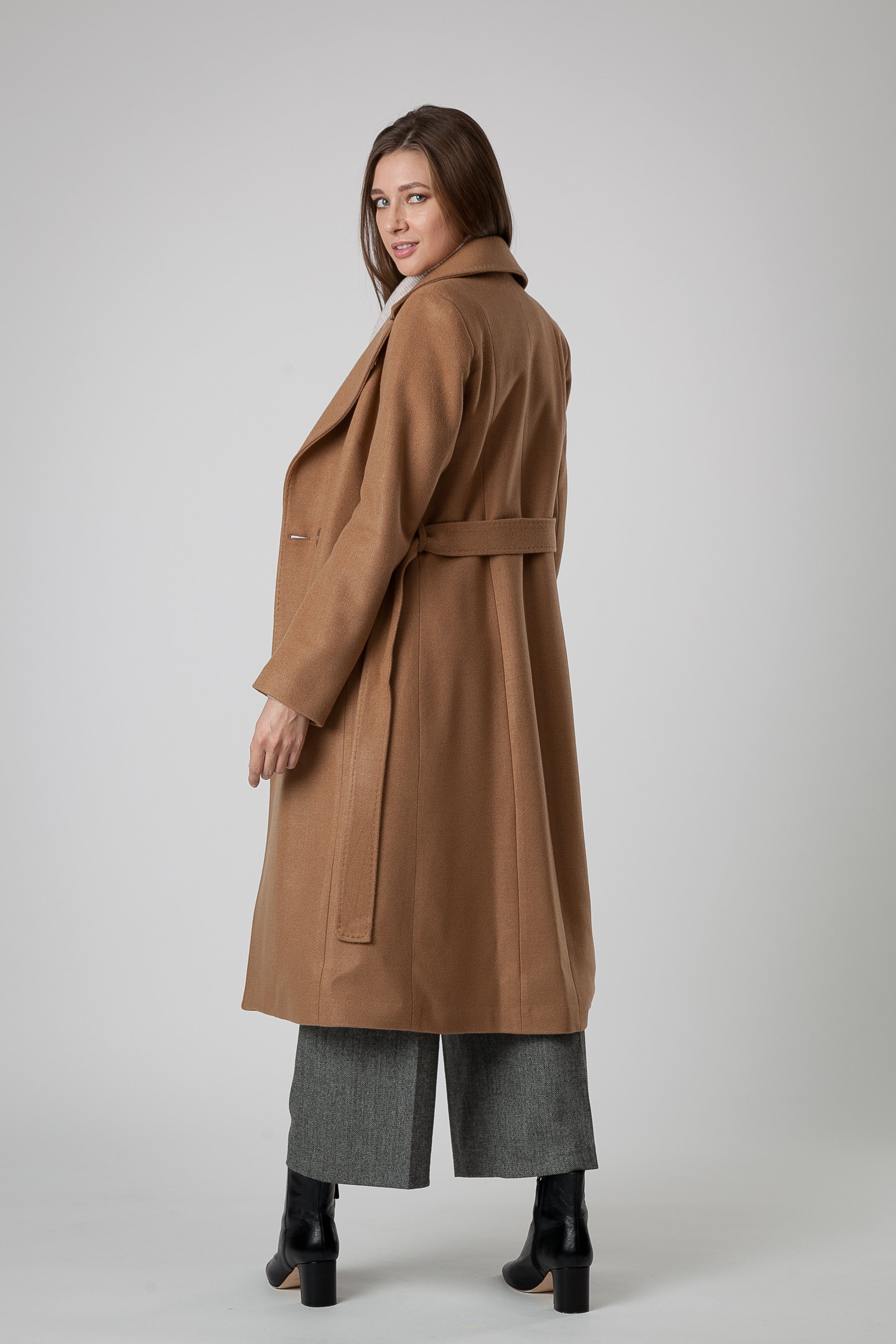 Manteau en Cachemire et Laine Camel