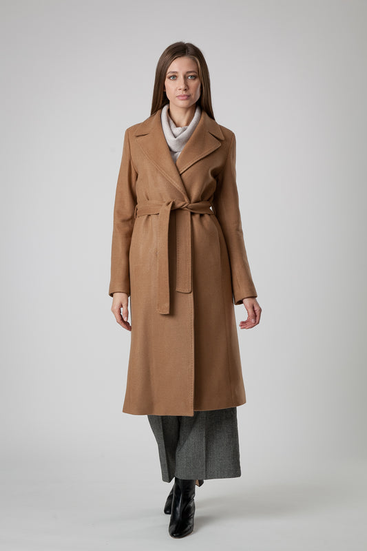 Manteau en Cachemire et Laine Camel