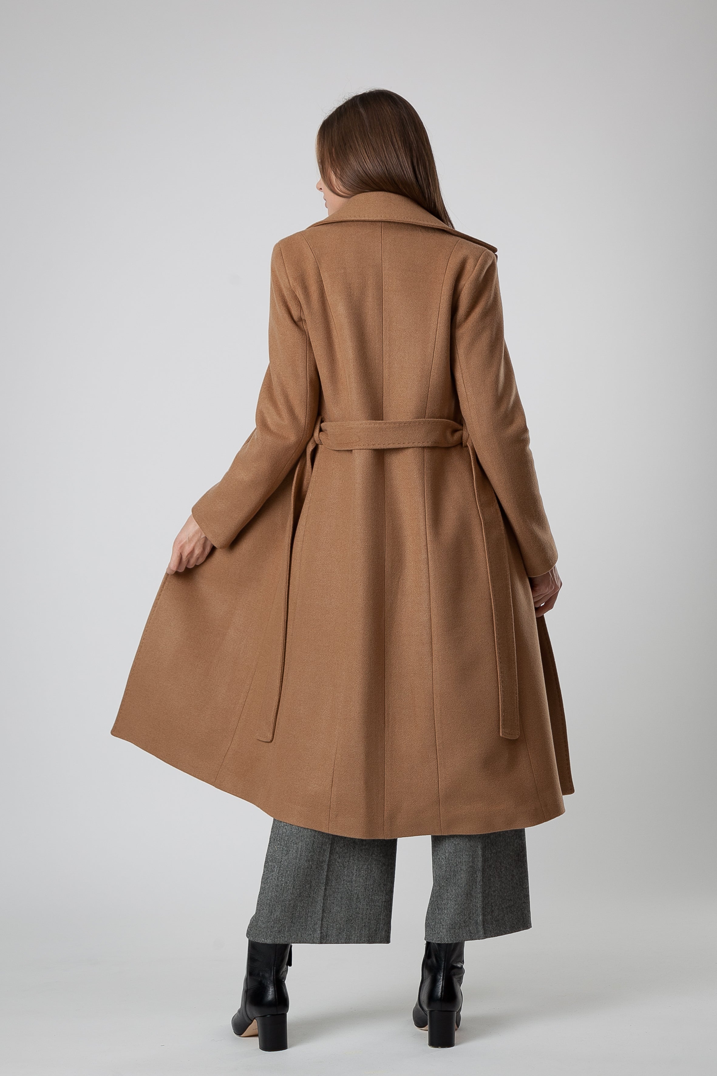 Manteau en Cachemire et Laine Camel