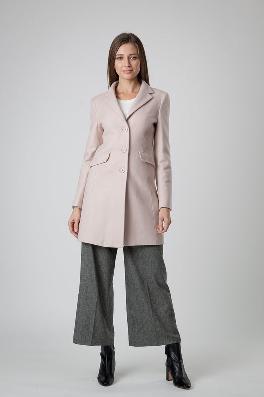 Manteau rose en cachemire et laine