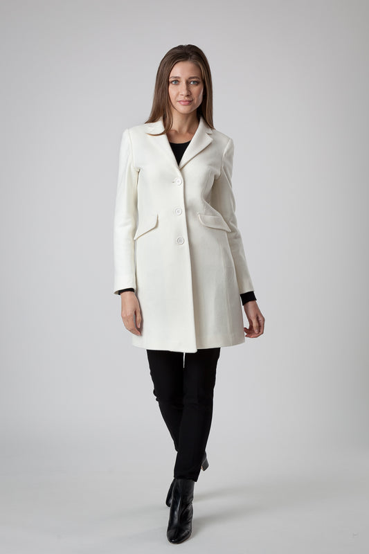 Manteau crème en cachemire et laine