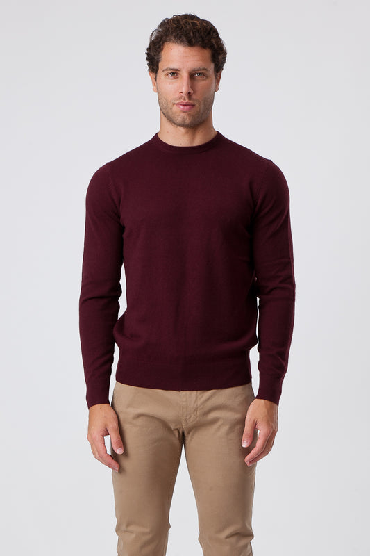 Girocollo Cashmere e Lana Bordeaux