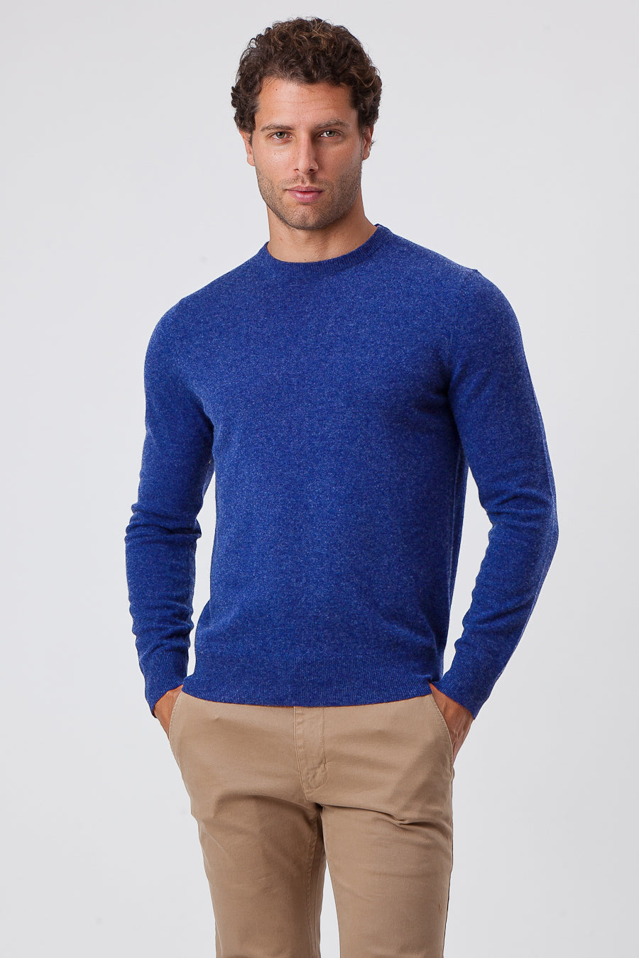 Girocollo Cashmere e Lana Blue Royal