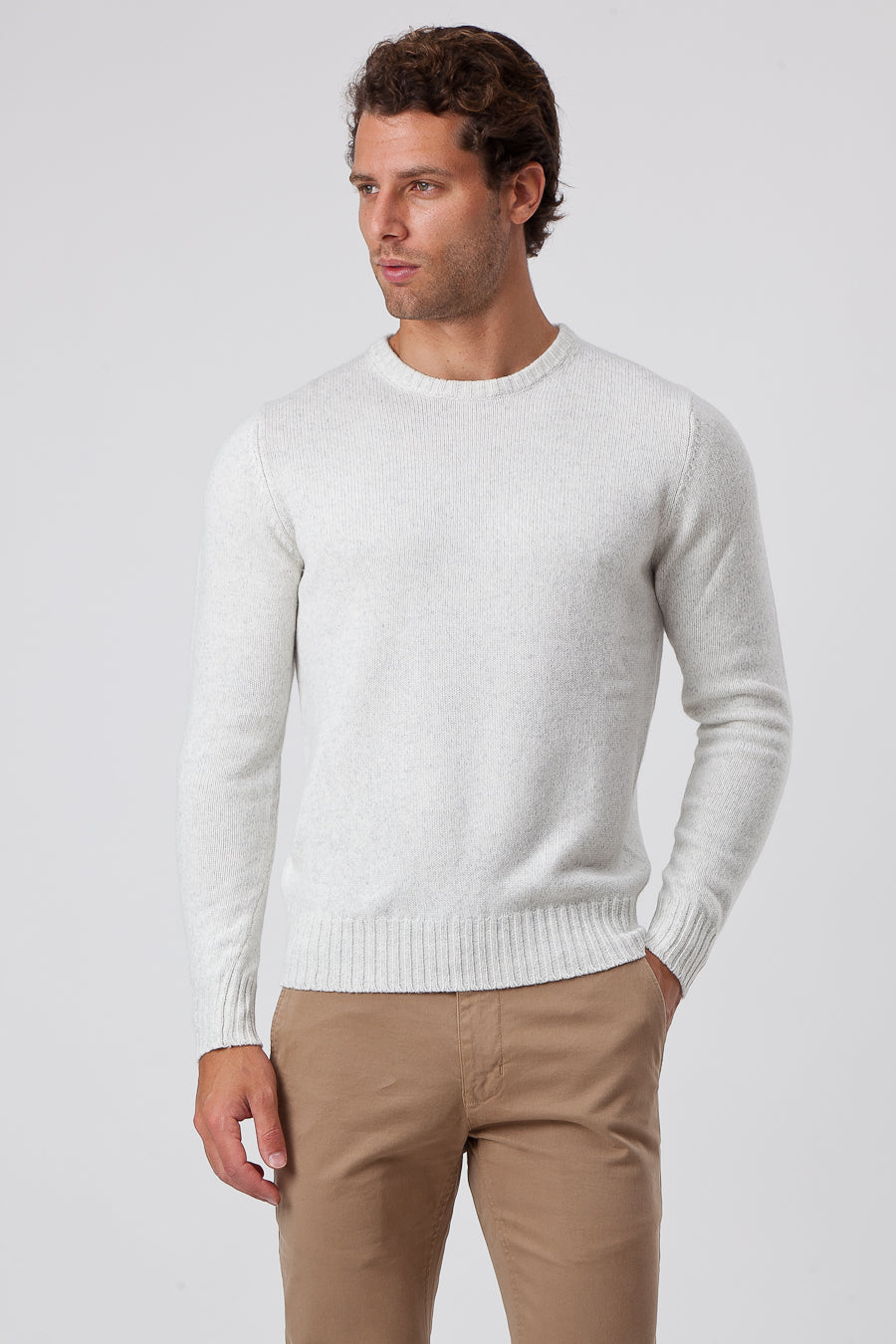 Cream Cashmere and Wool Crewneck