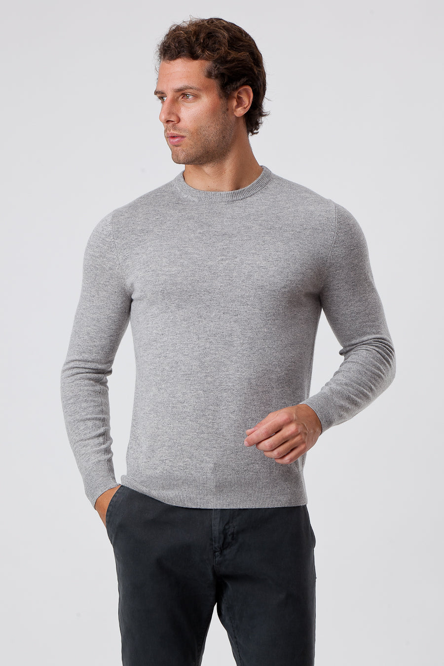 Gray Viscose Blend Crewneck