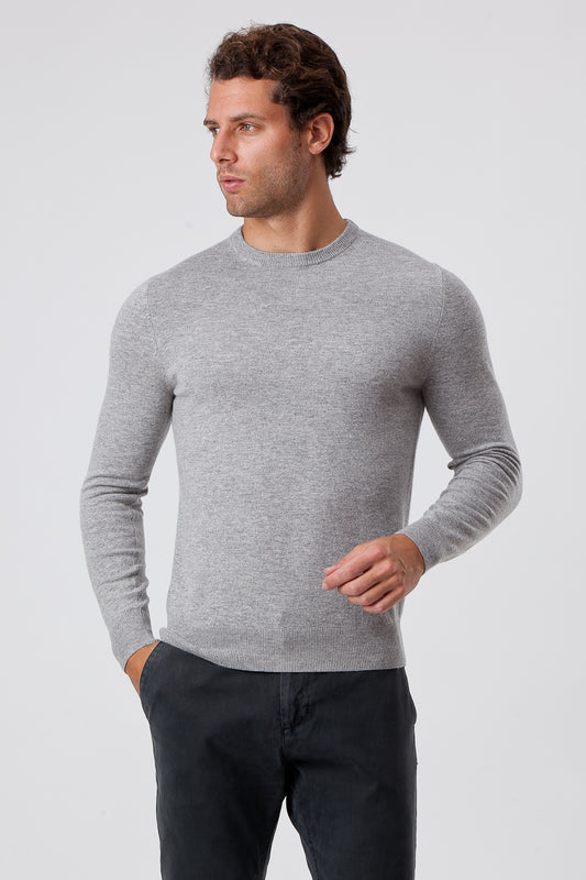 Girocollo Cashmere e Lana Grigio