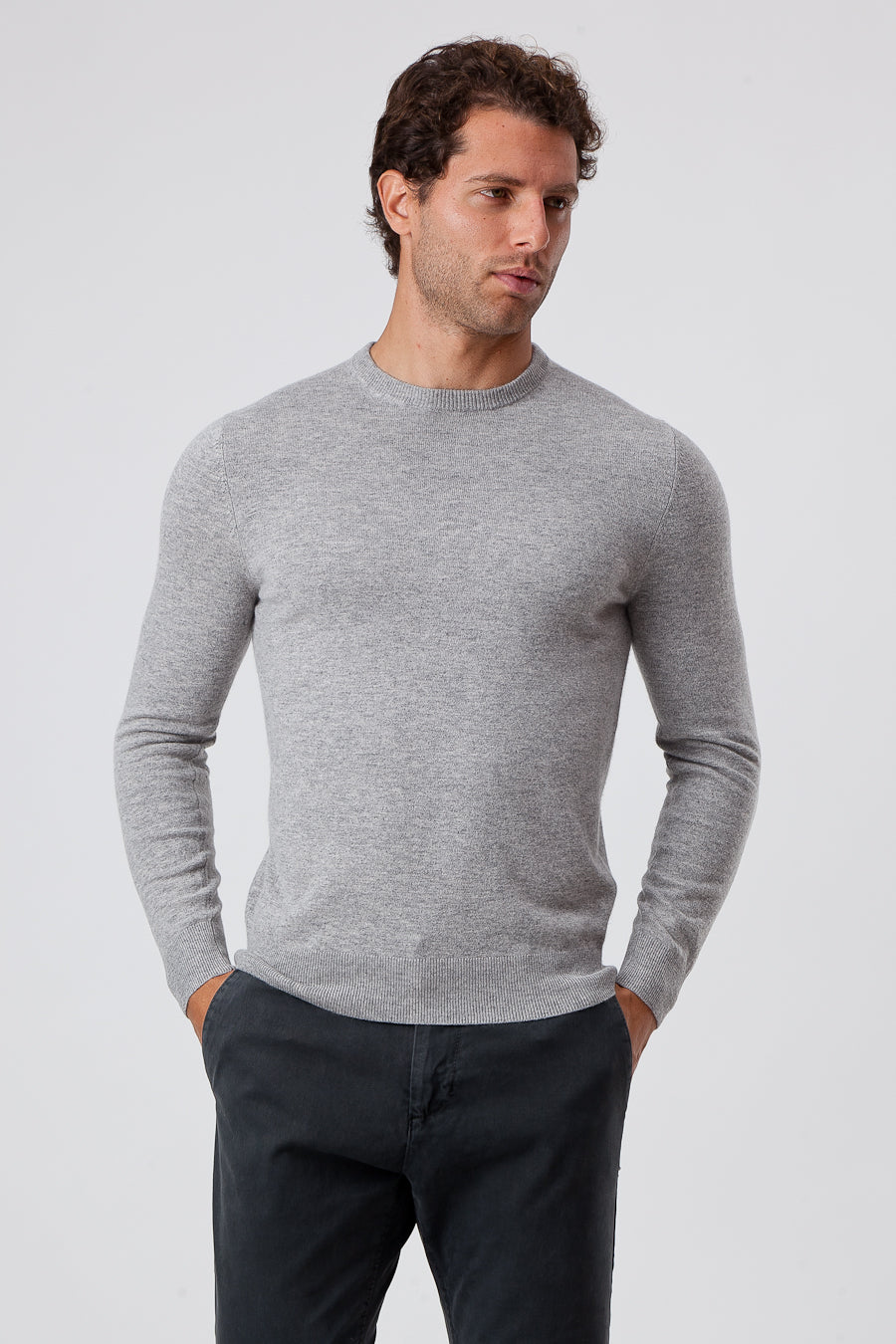 Gray Viscose Blend Crewneck