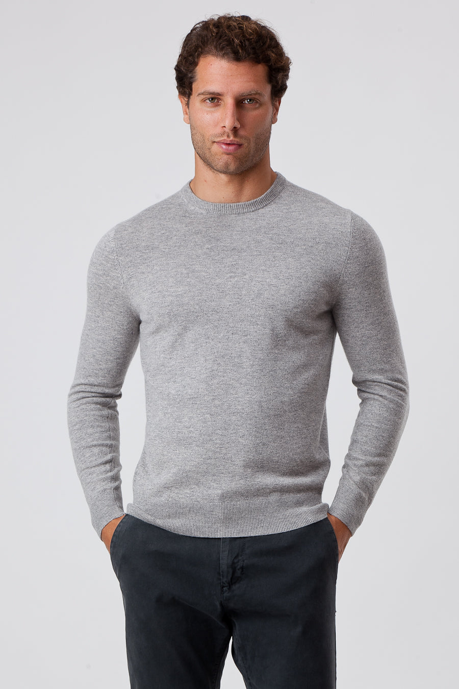 Gray Viscose Blend Crewneck