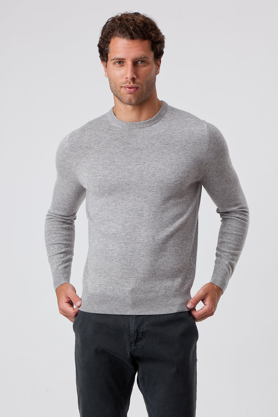 Gray Viscose Blend Crewneck