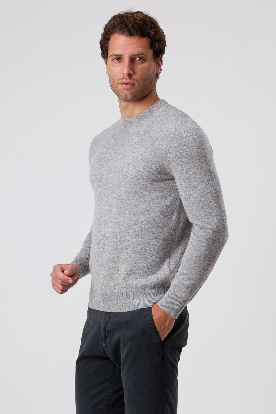 Gray Viscose Blend Crewneck