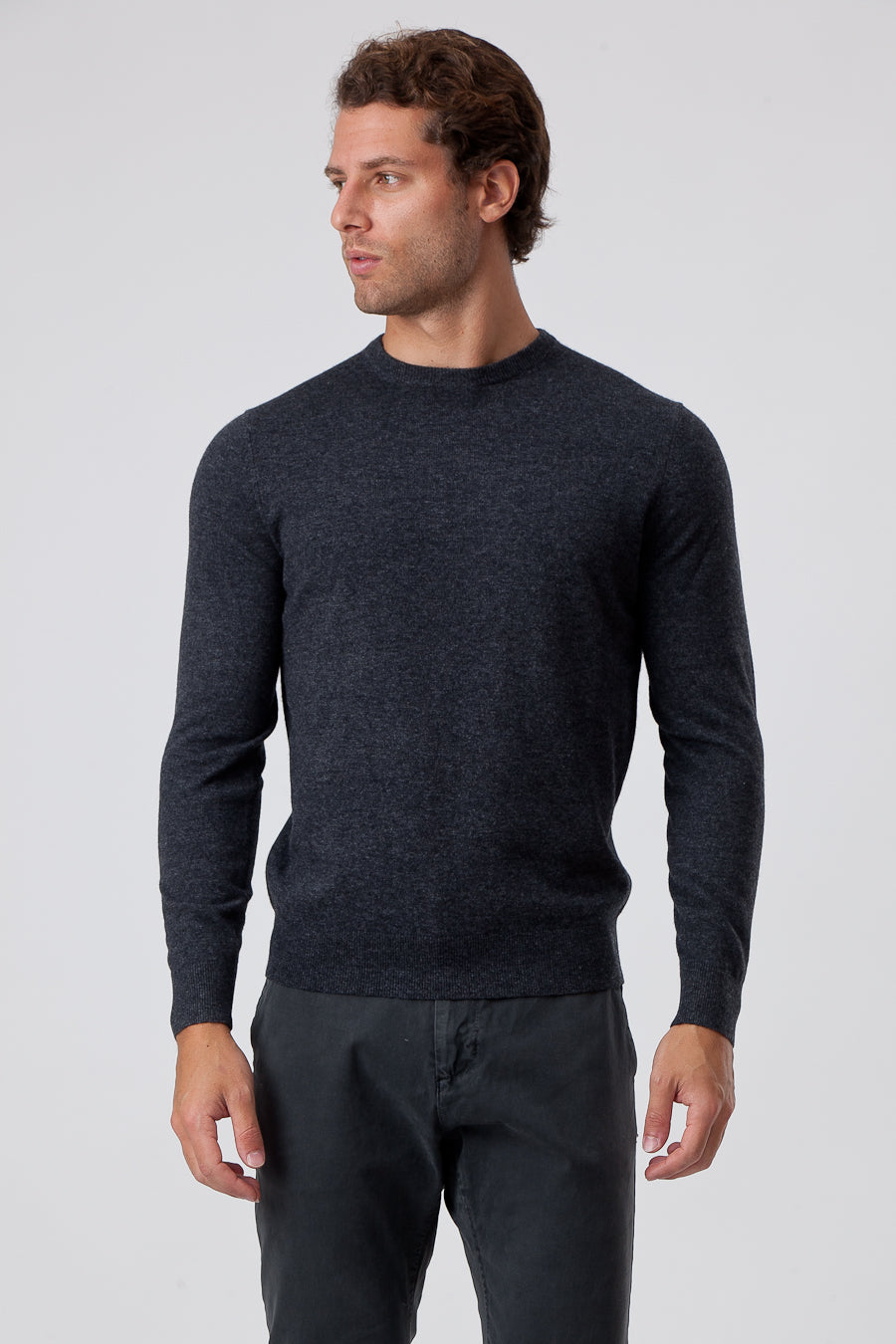 Dark Gray Viscose Blend Crewneck