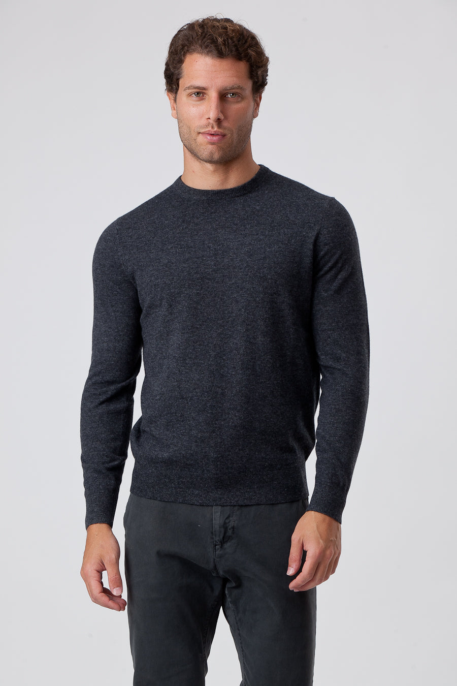 Dark Gray Viscose Blend Crewneck