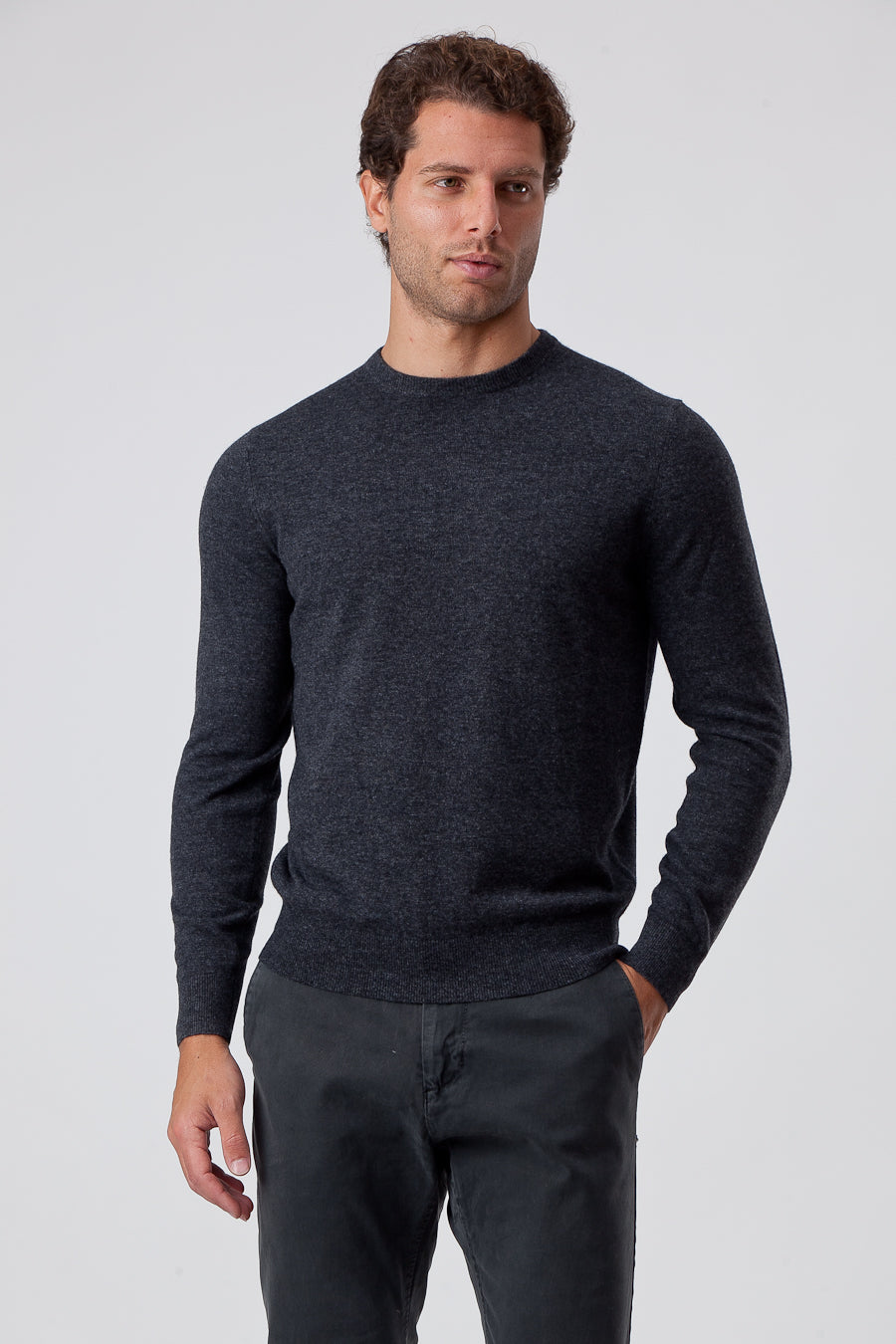 Dark Gray Viscose Blend Crewneck