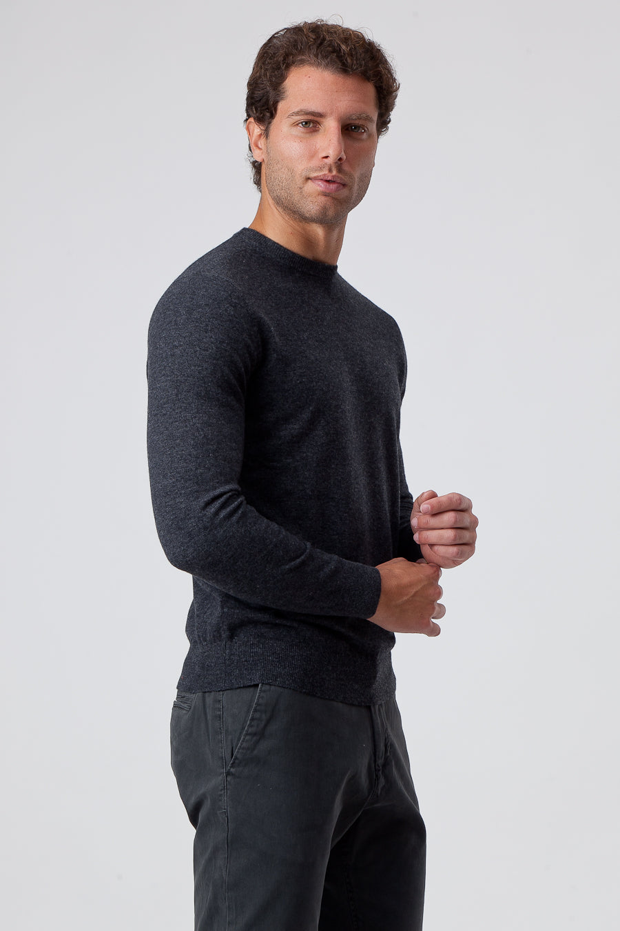 Dark Gray Viscose Blend Crewneck