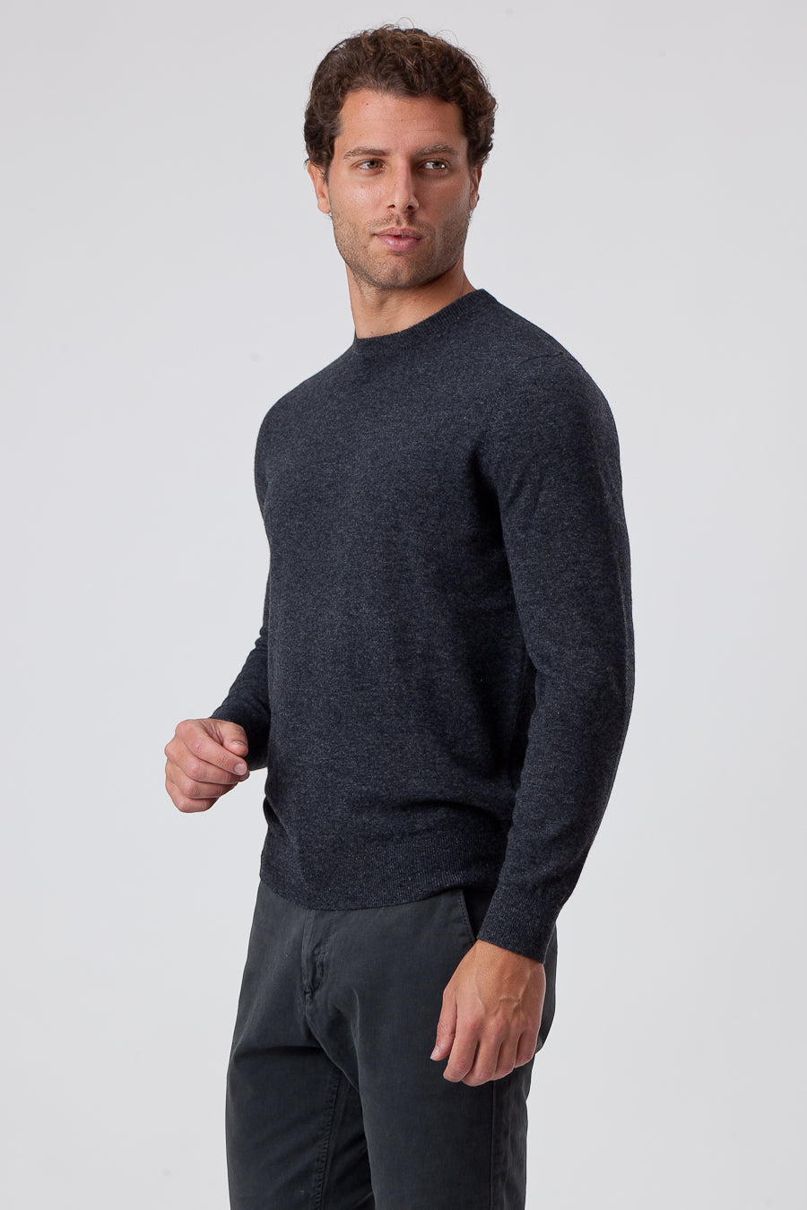 Dark Gray Viscose Blend Crewneck