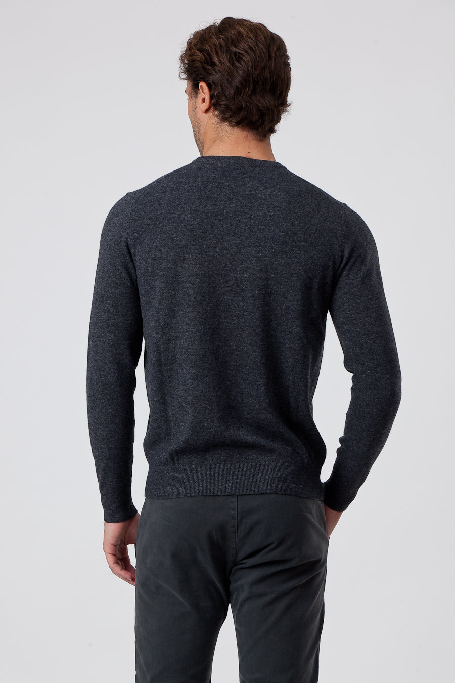 Dark Gray Viscose Blend Crewneck