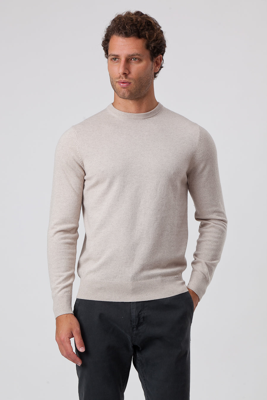 Girocollo Cashmere e Lana Beige